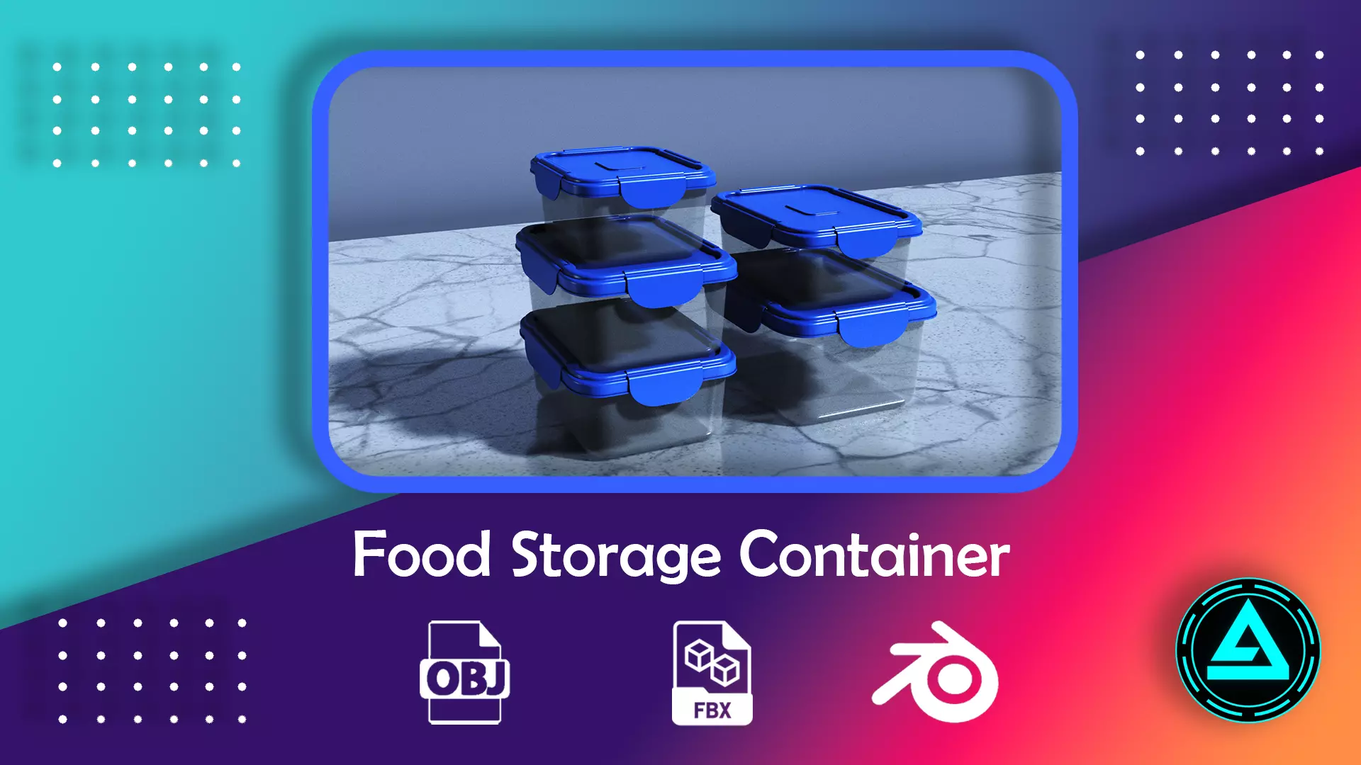 Food Storage Container Low-poly 3D model_0