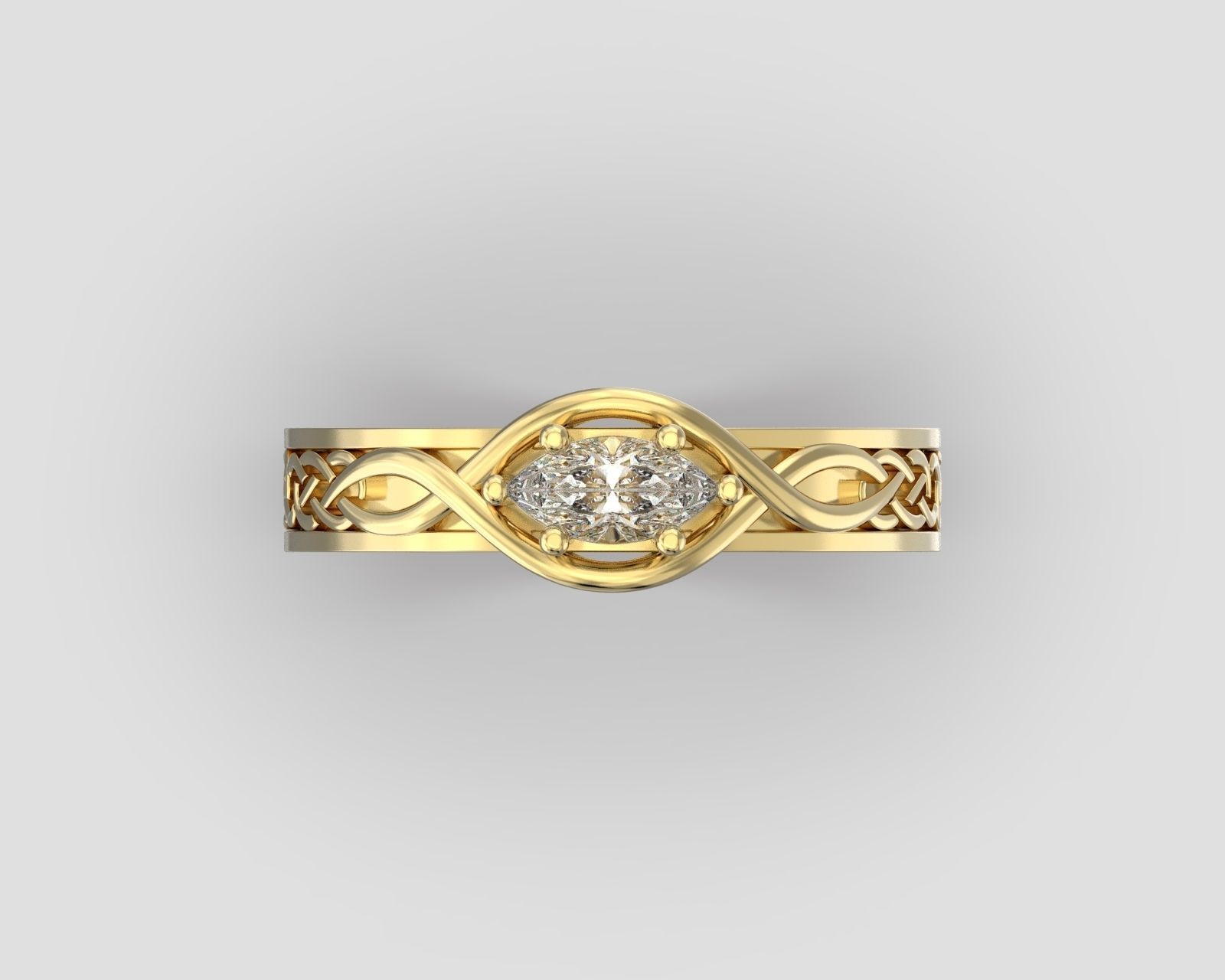 R 084 ring with marquise stone 3D print model_6