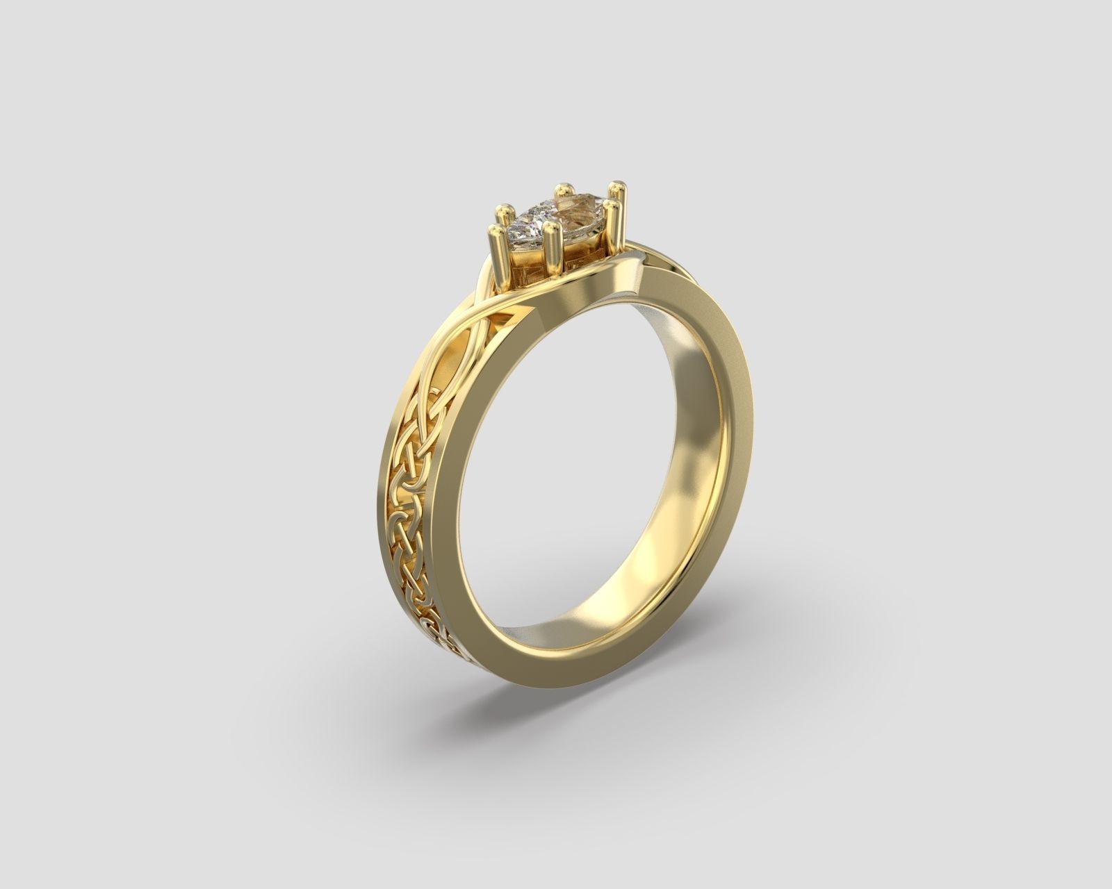 R 084 ring with marquise stone 3D print model_1