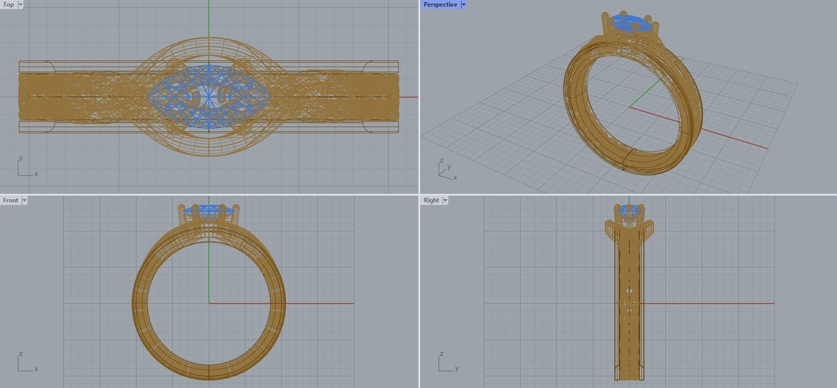 R 084 ring with marquise stone 3D print model_4