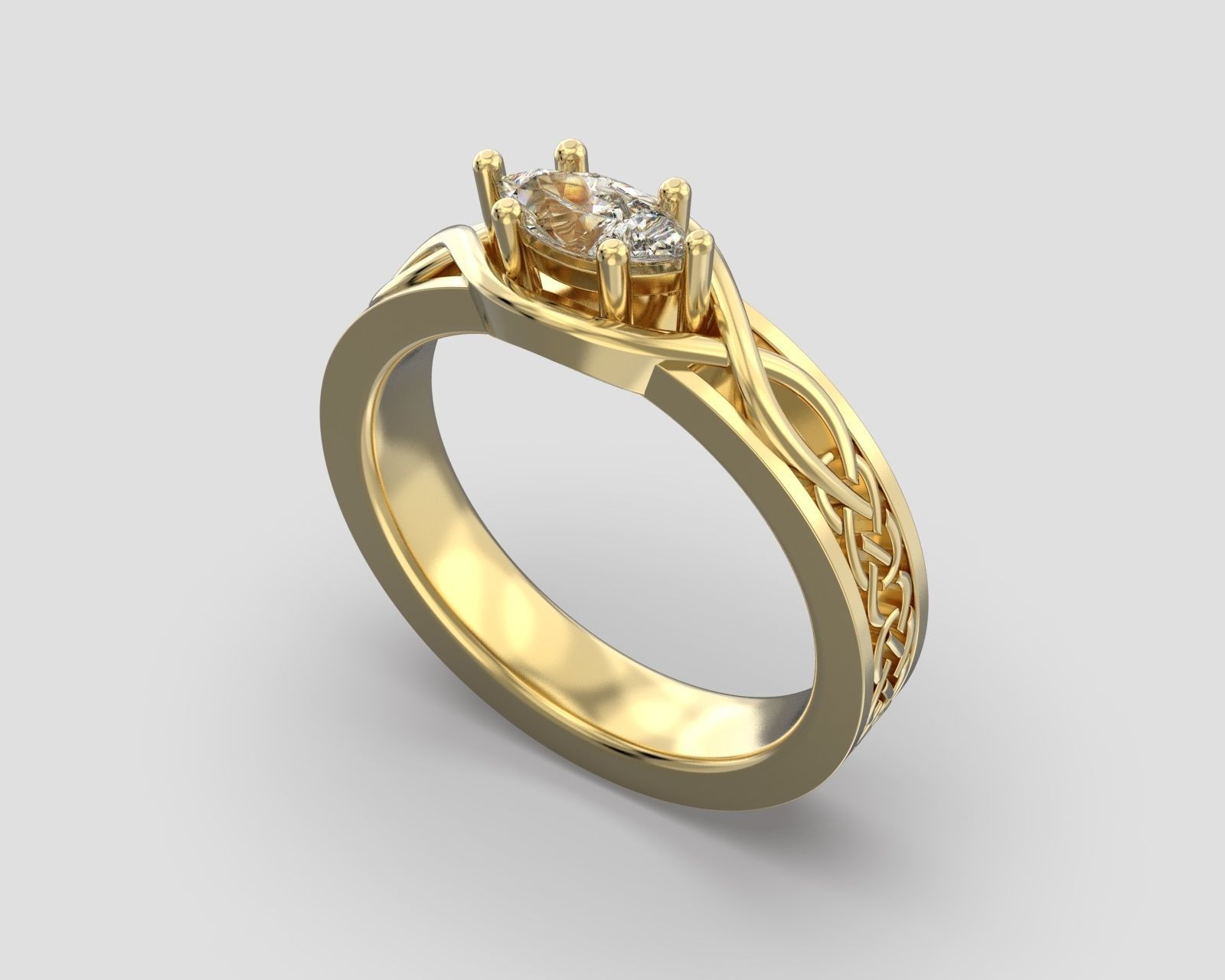 R 084 ring with marquise stone 3D print model_8