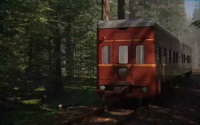 Train Forest 3d Scene