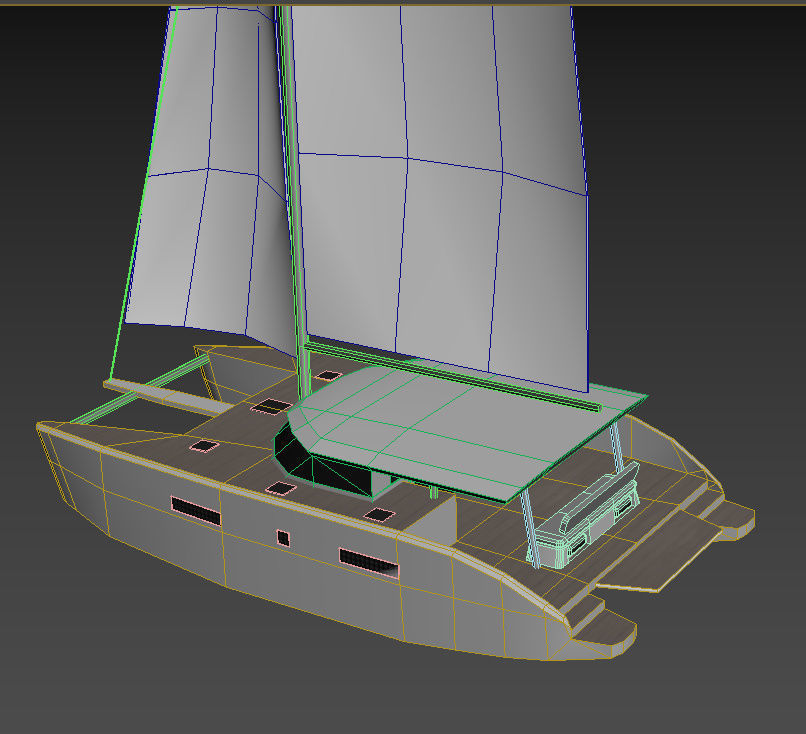 Catamaran Sail Boat LOWEST Low-poly 3D model_8
