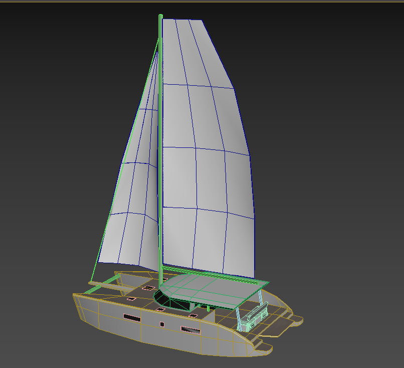Catamaran Sail Boat LOWEST Low-poly 3D model_7