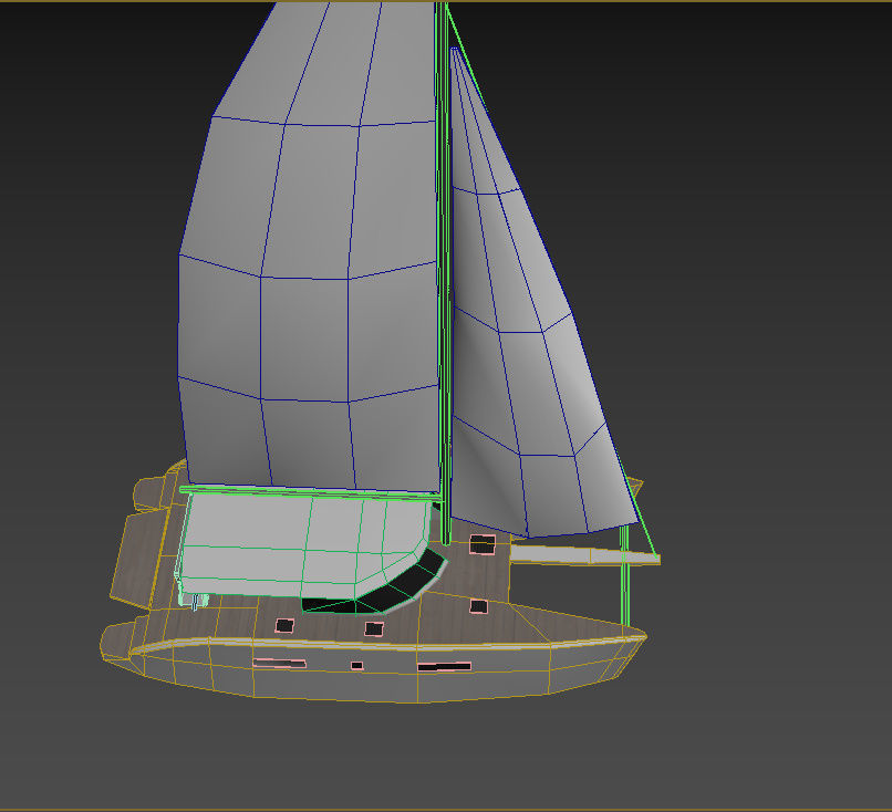 Catamaran Sail Boat LOWEST Low-poly 3D model_9