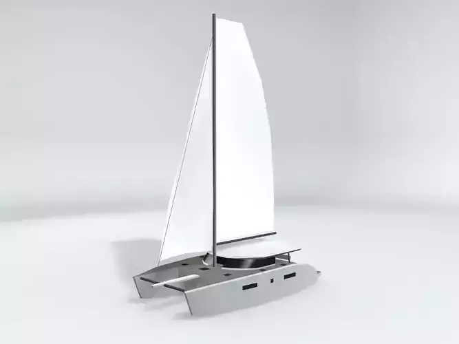 Catamaran Sail Boat LOWEST Low-poly 3D model