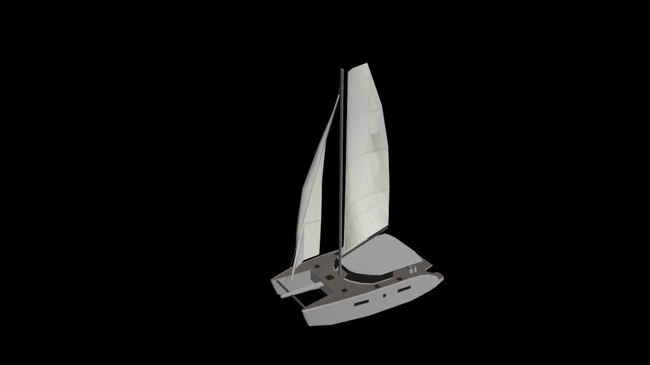 Catamaran Sail Boat LOWEST Low-poly 3D model_5