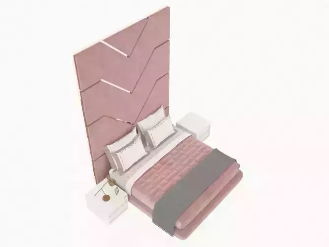 Bed with Comode Low-poly 3D model