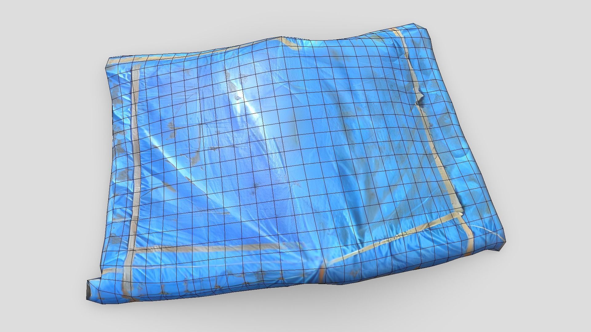 Folded Blue Tarp Low-poly 3D model_4