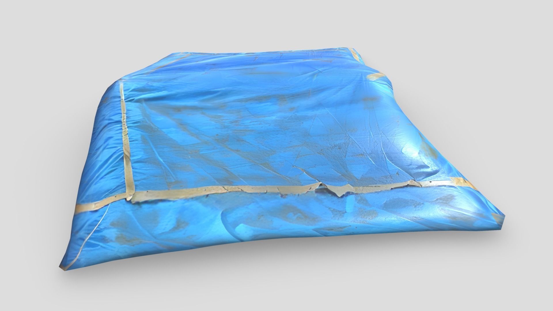 Folded Blue Tarp Low-poly 3D model_7