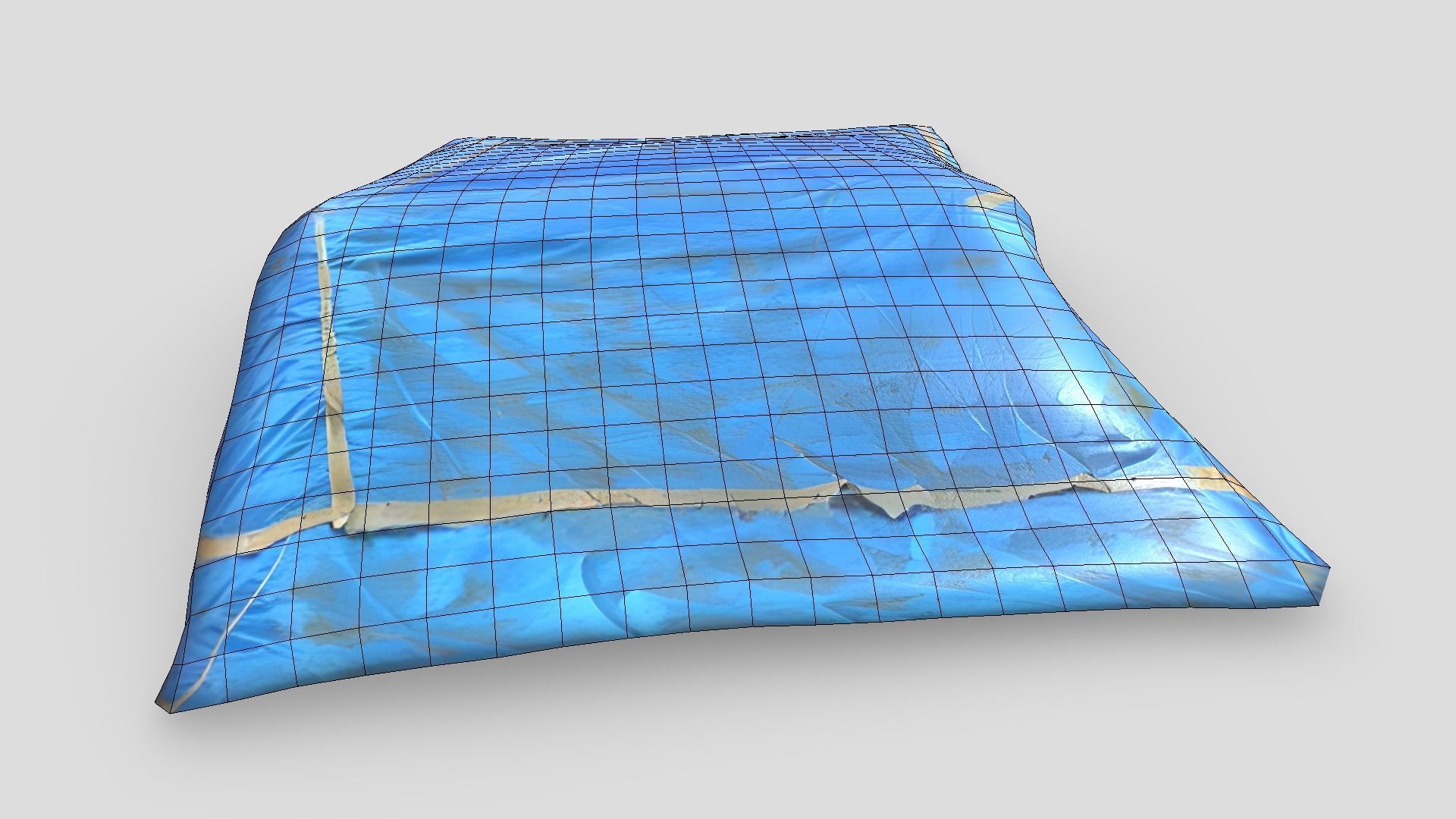 Folded Blue Tarp Low-poly 3D model_8