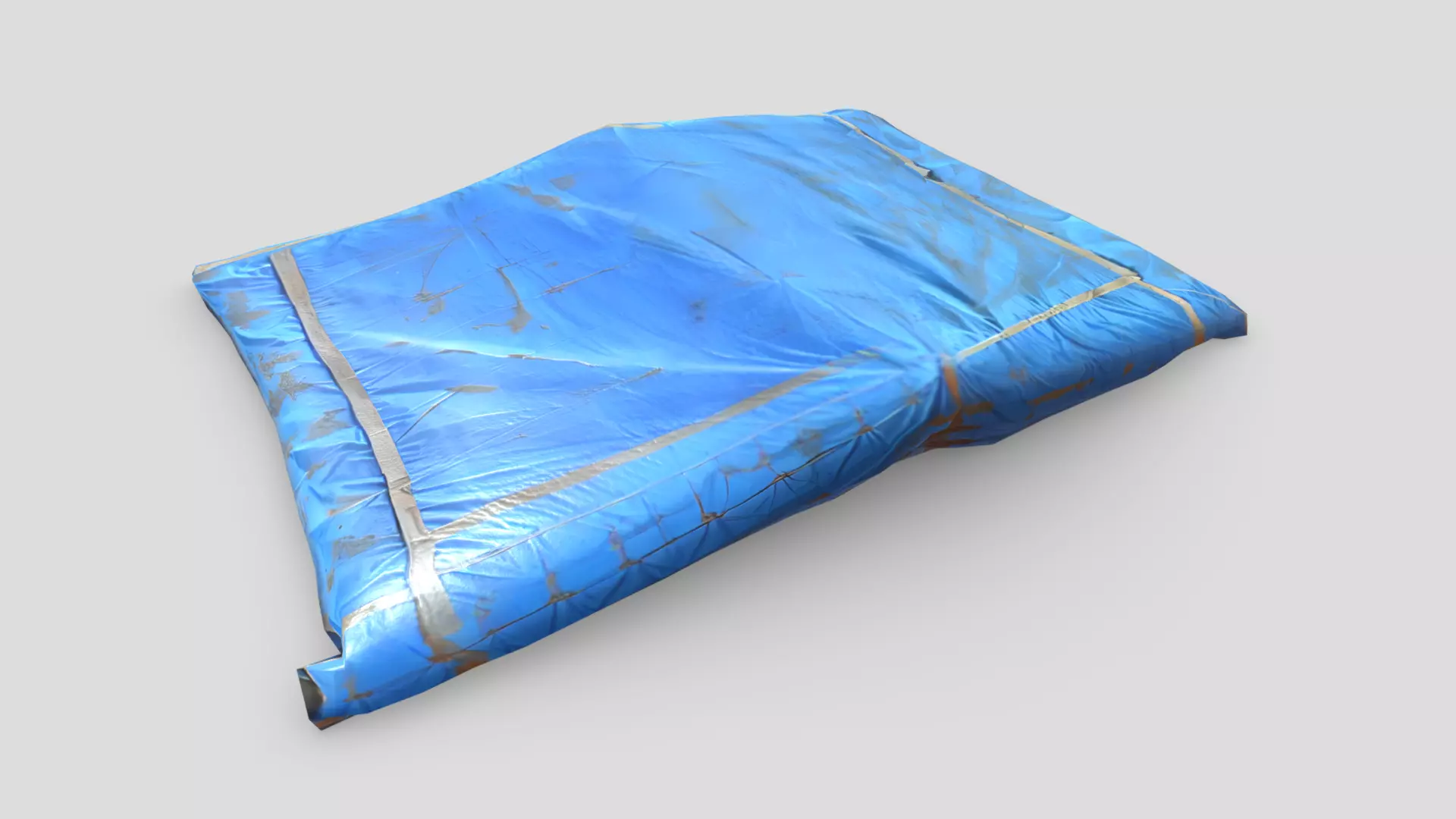 Folded Blue Tarp Low-poly 3D model_0