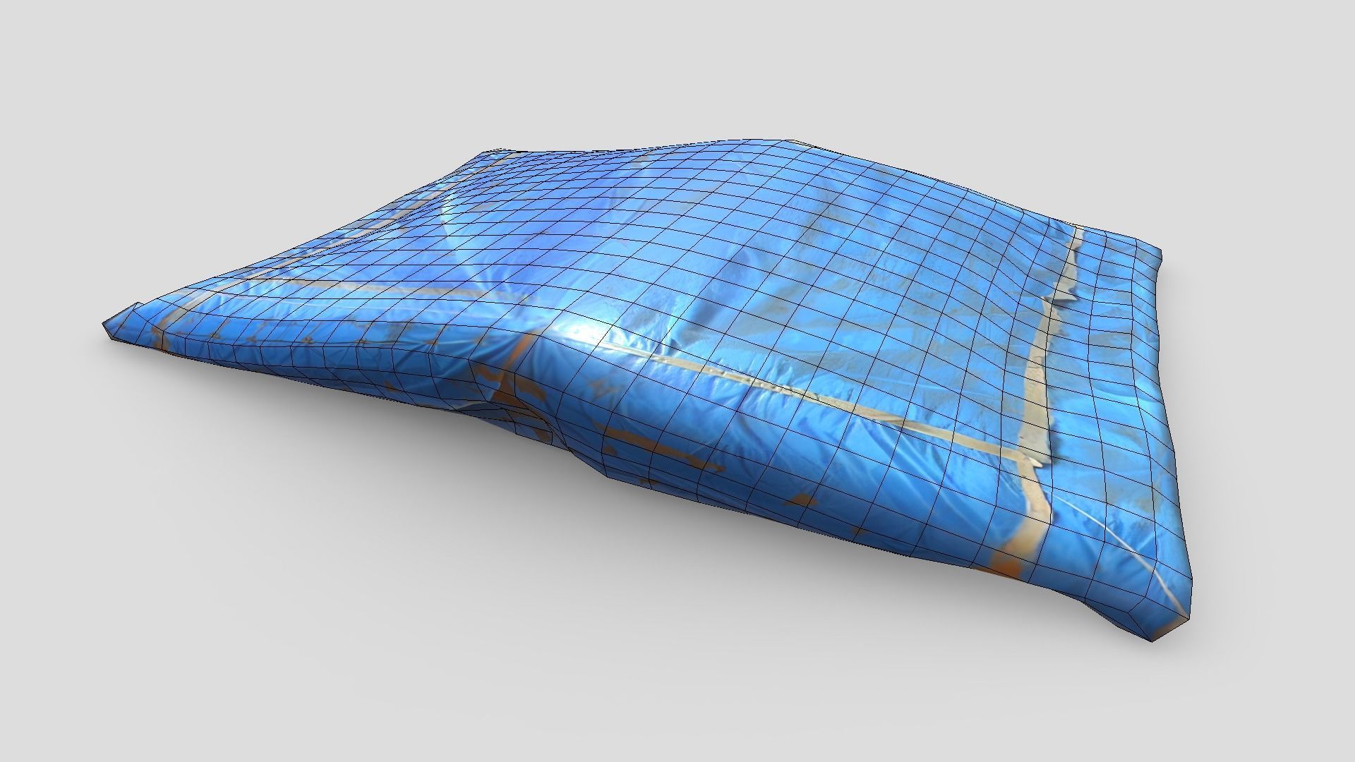 Folded Blue Tarp Low-poly 3D model_6