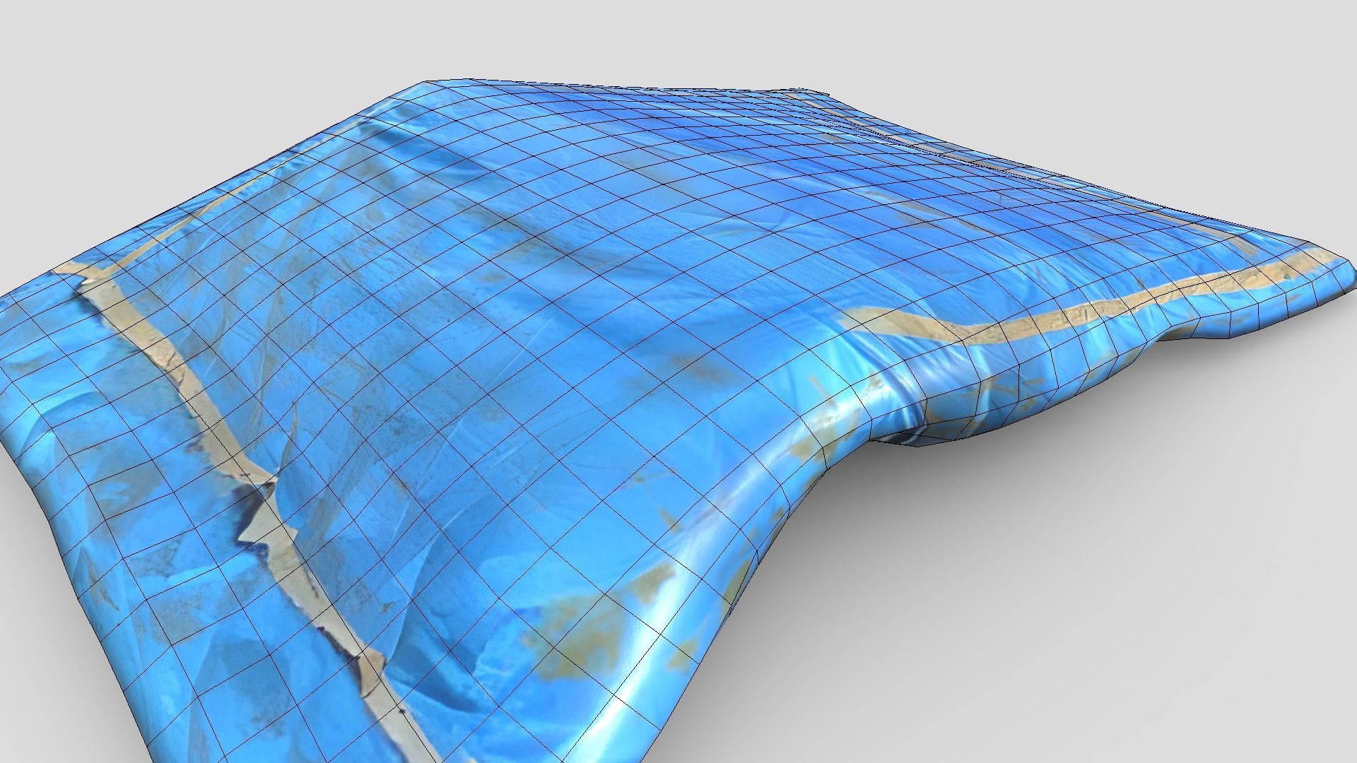 Folded Blue Tarp Low-poly 3D model_10