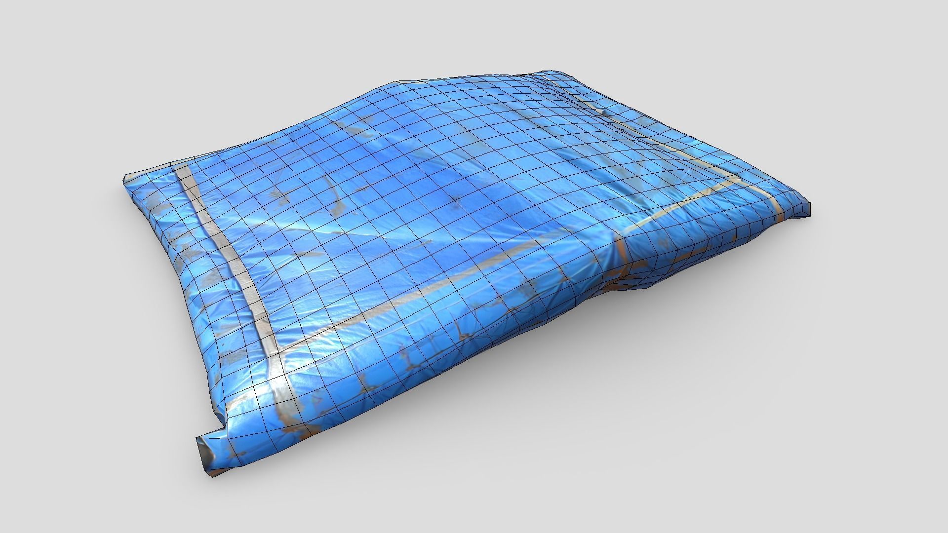 Folded Blue Tarp Low-poly 3D model_2