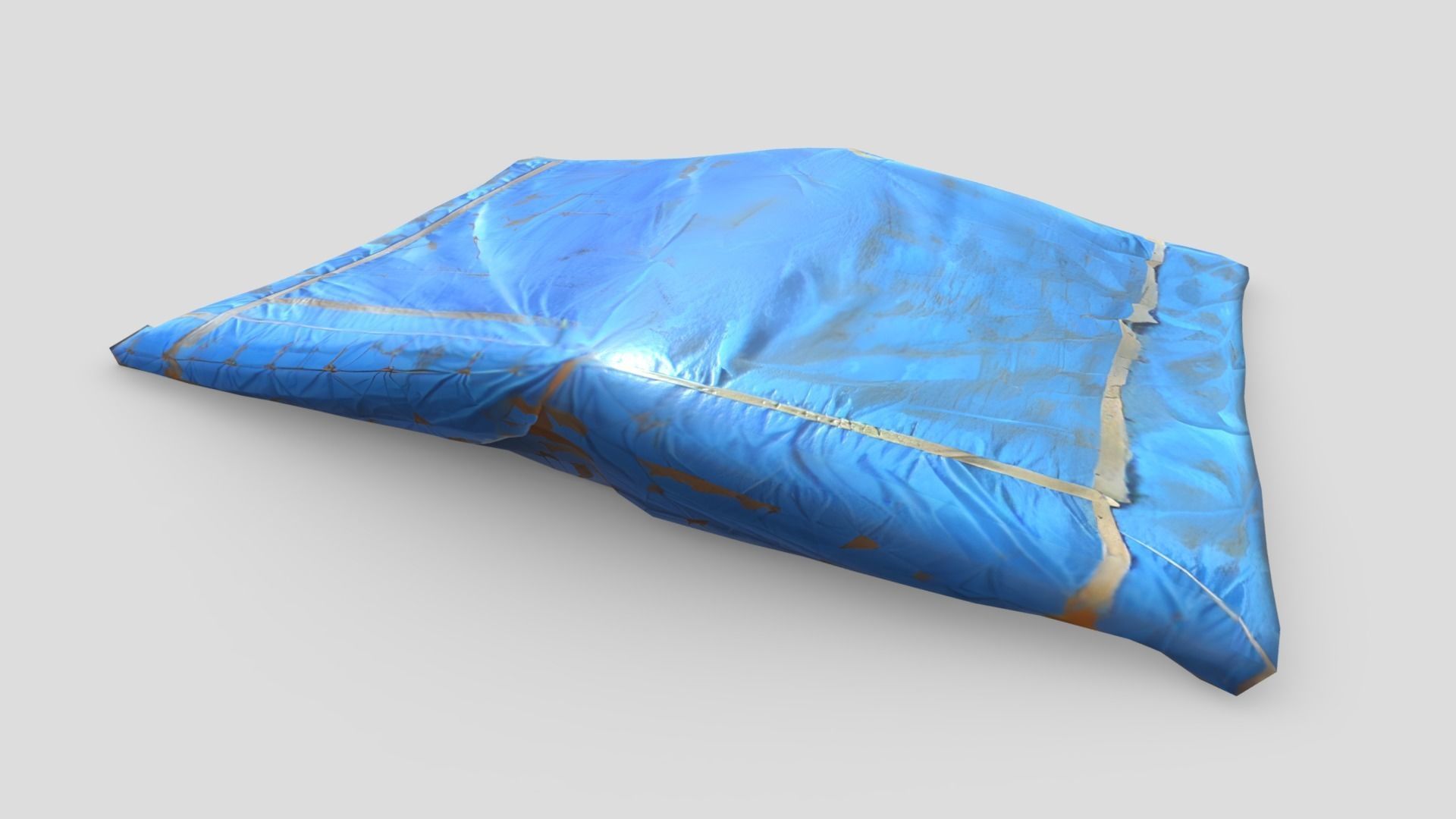 Folded Blue Tarp Low-poly 3D model_5