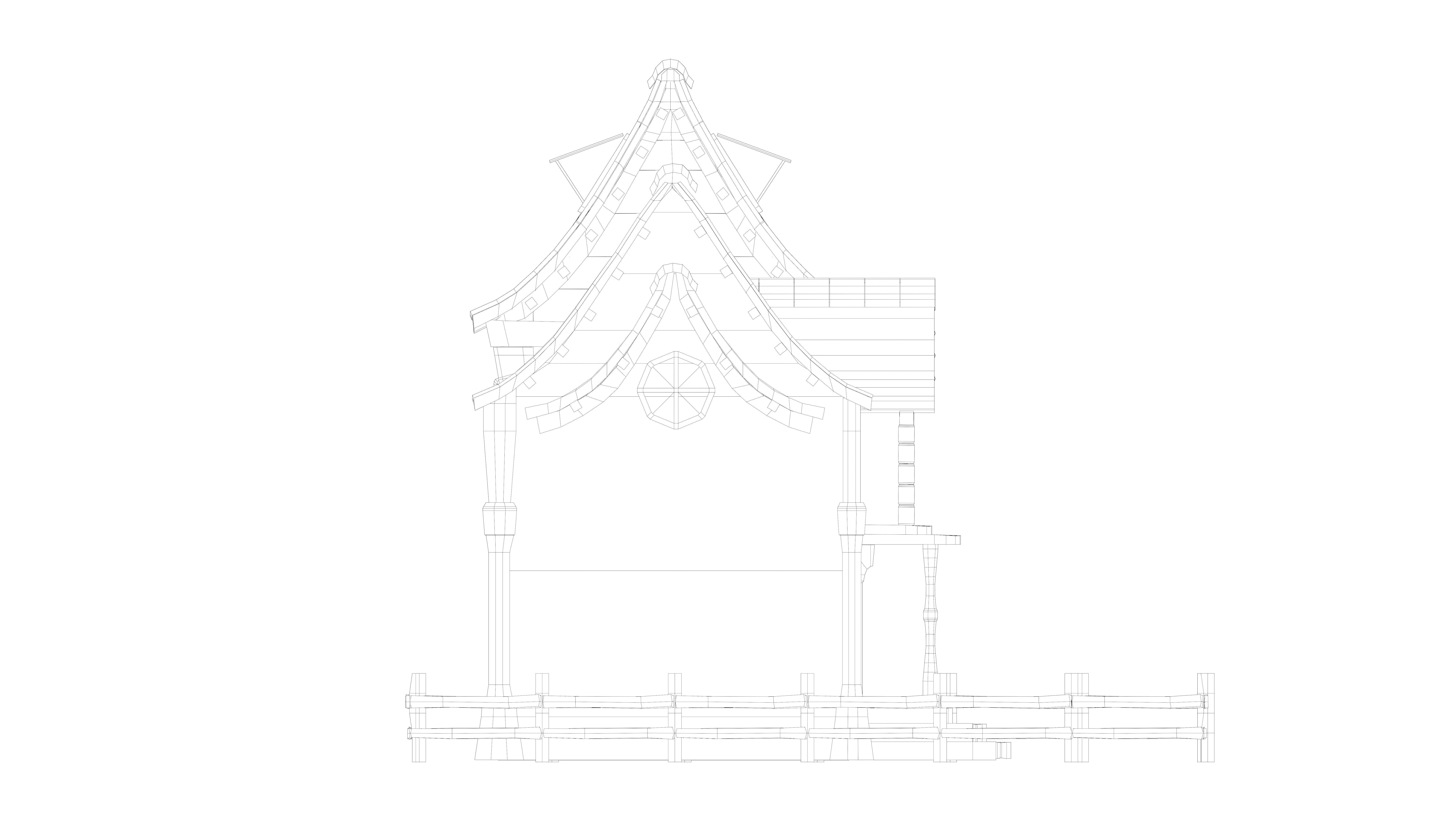 stylized medieval house Low-poly 3D model_8