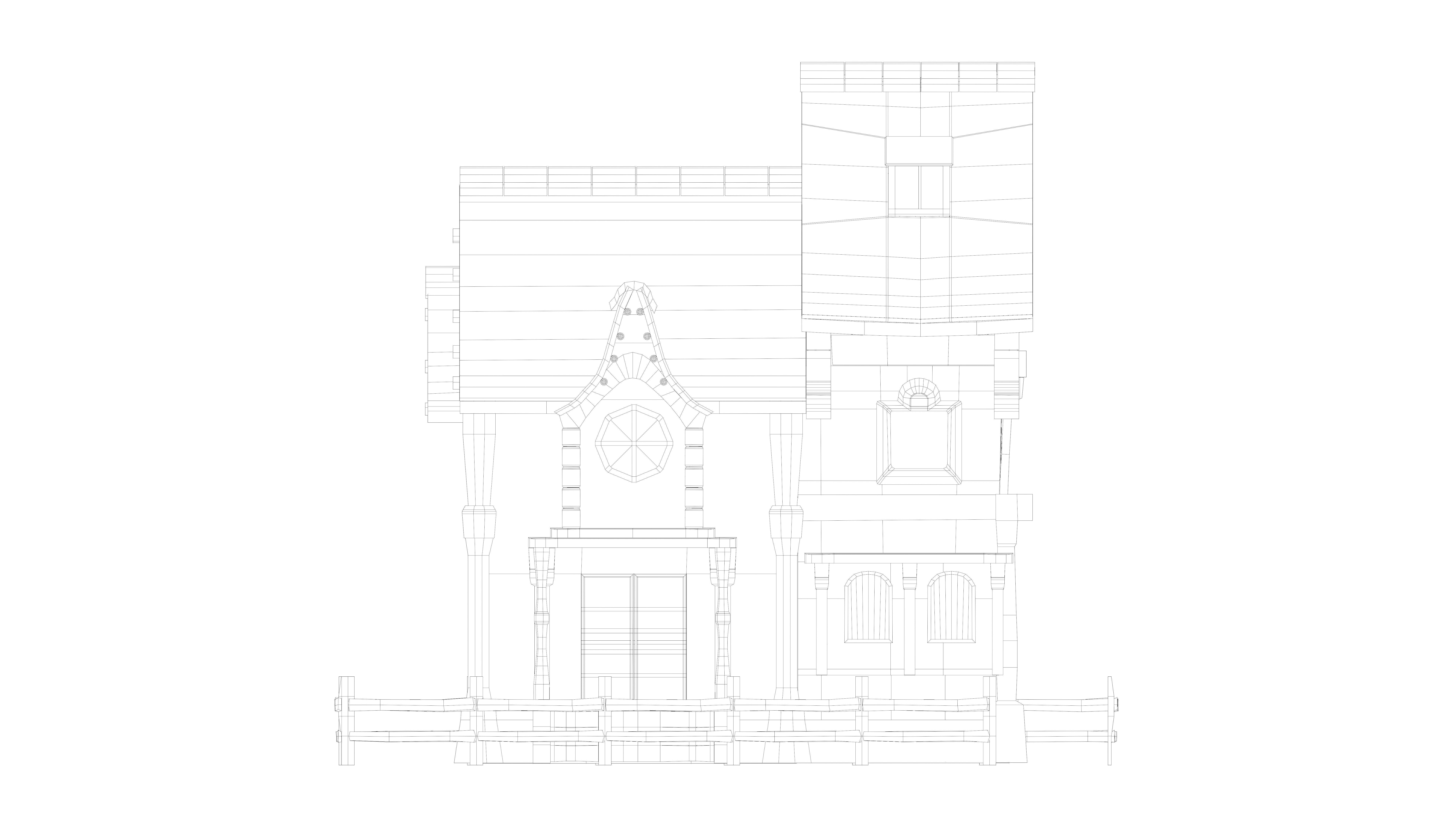 stylized medieval house Low-poly 3D model_6