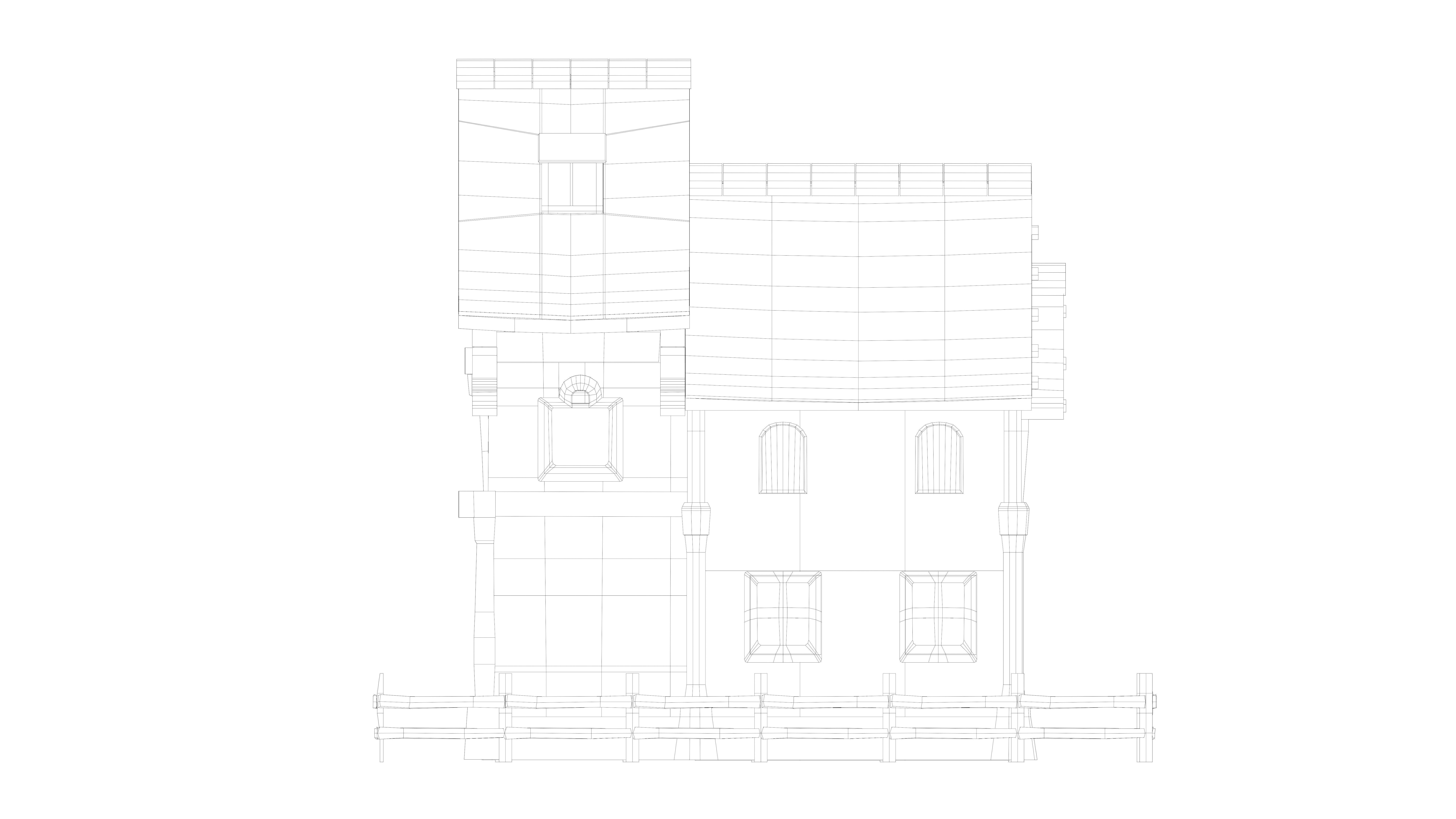 stylized medieval house Low-poly 3D model_9