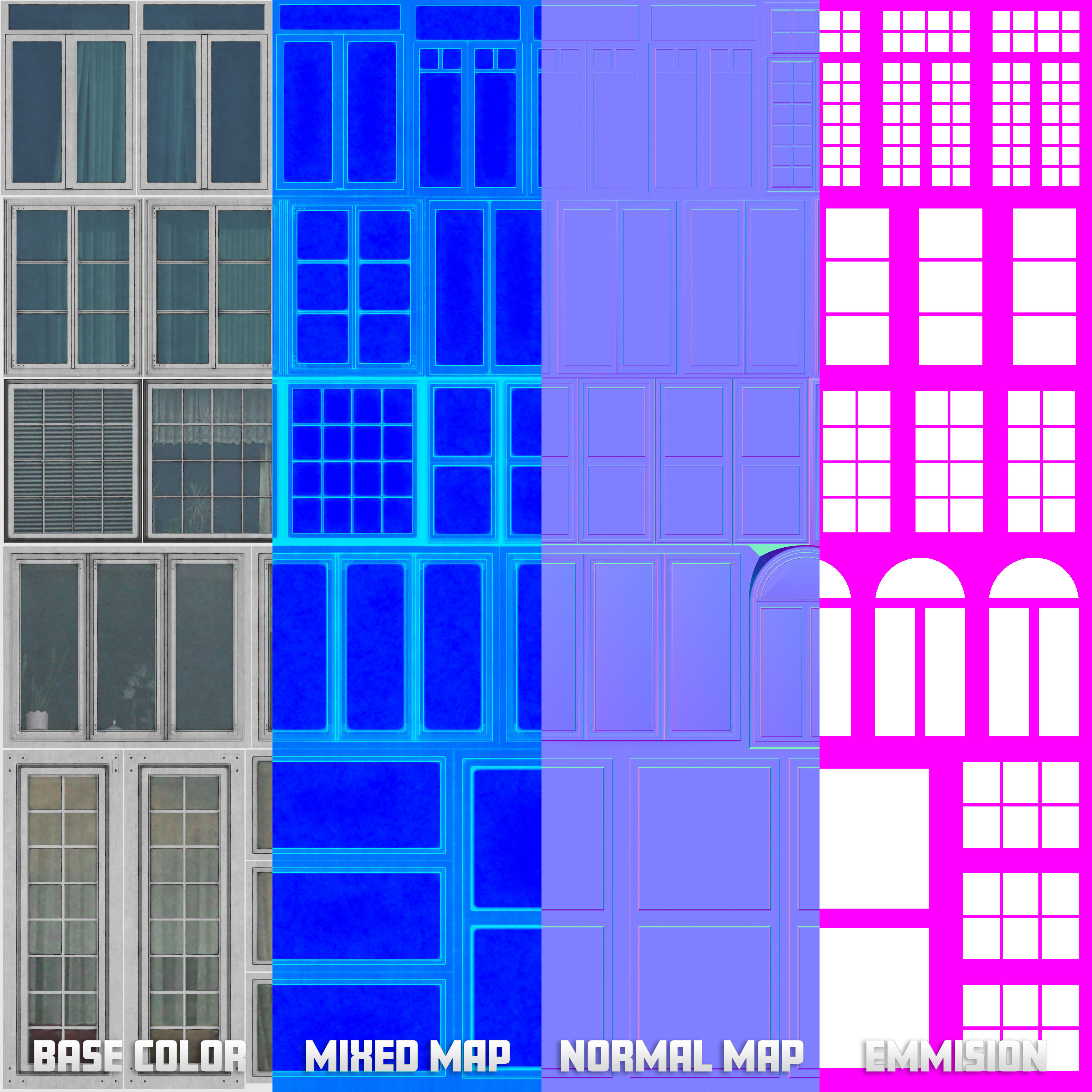 Trim Sheet Windows Perfect for low poly models Texture_8