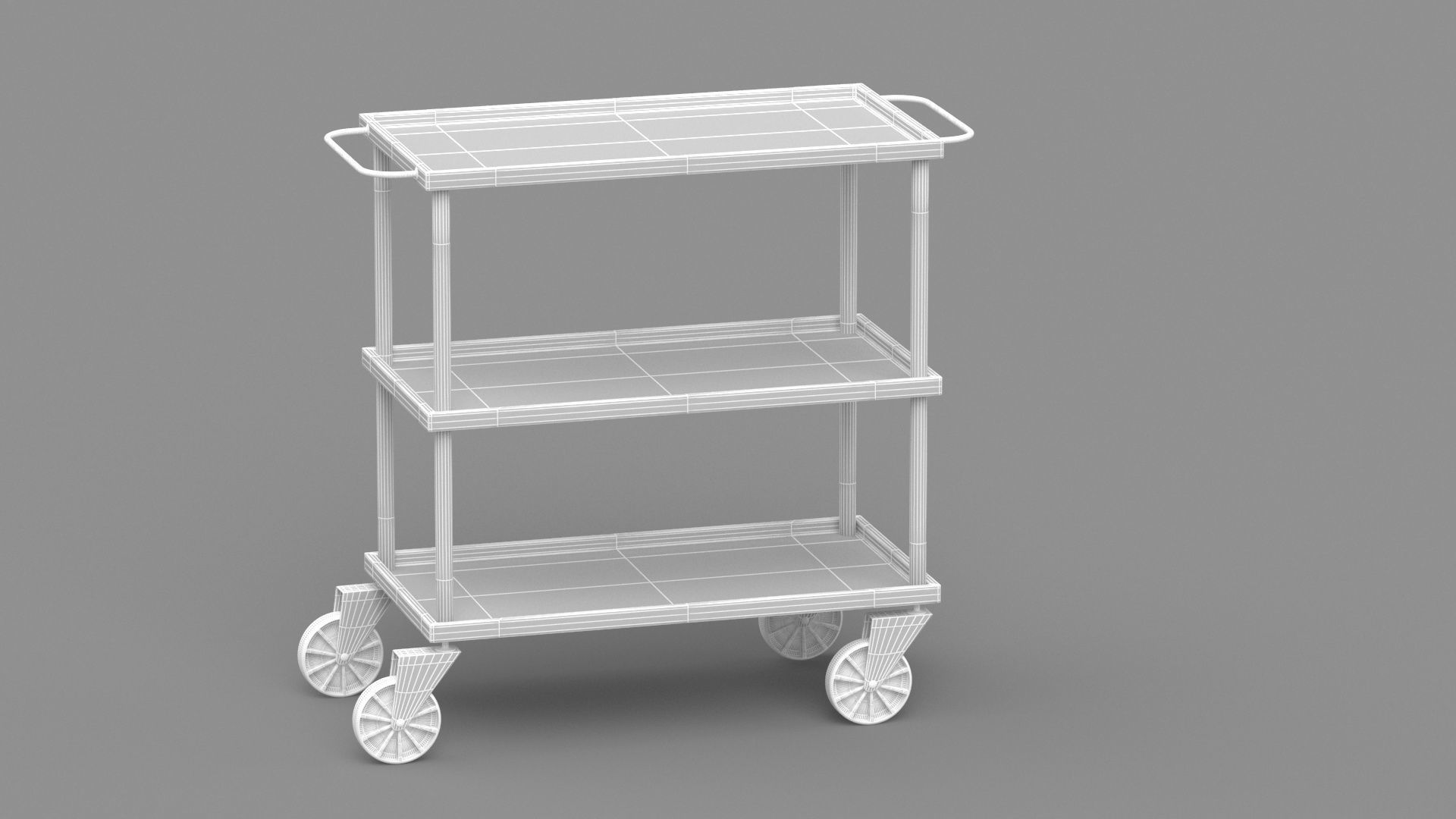 Dark Wood Service Trolley 3D model_7