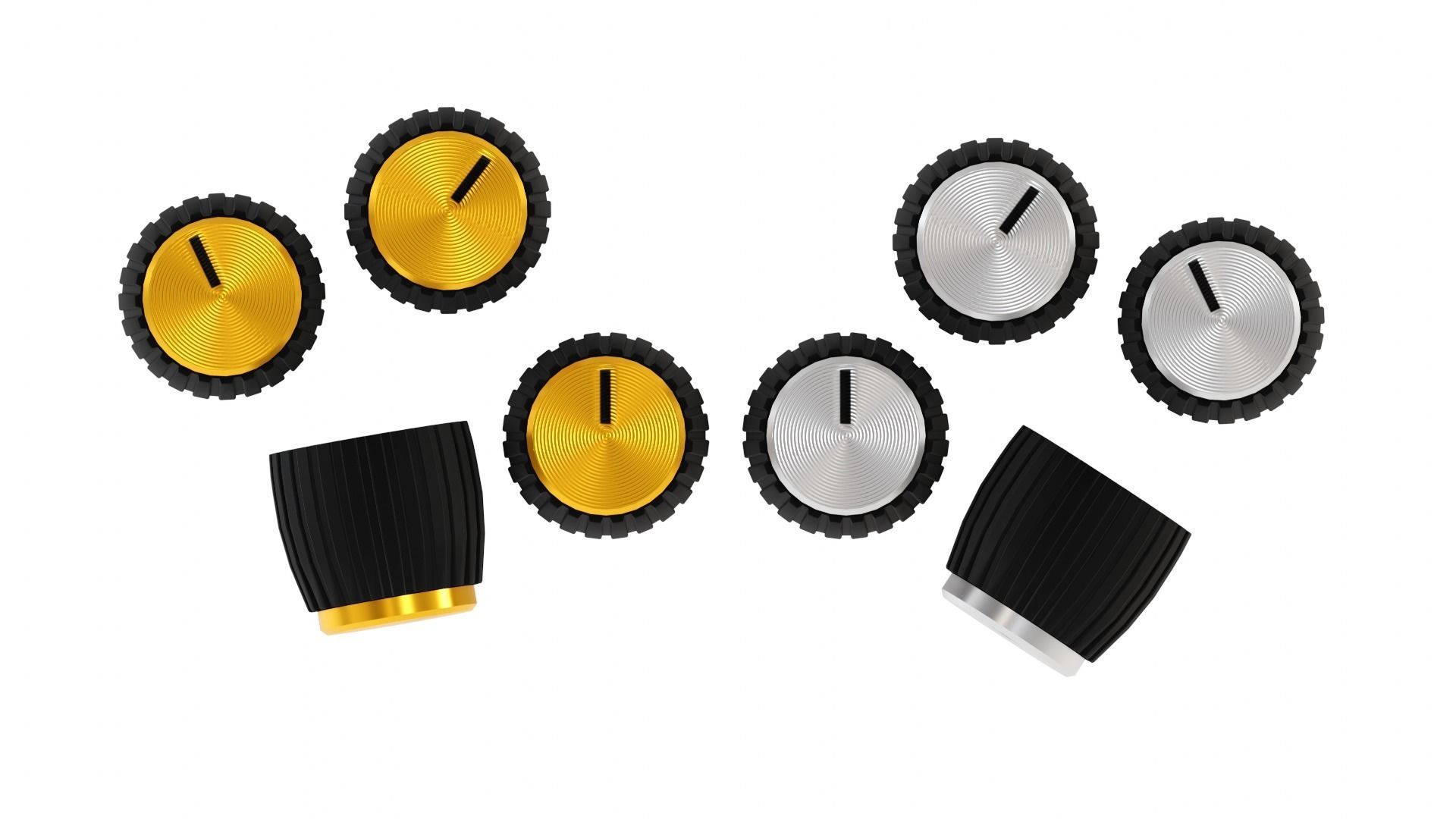 Marshall style guitar amp knobs 3D model_3