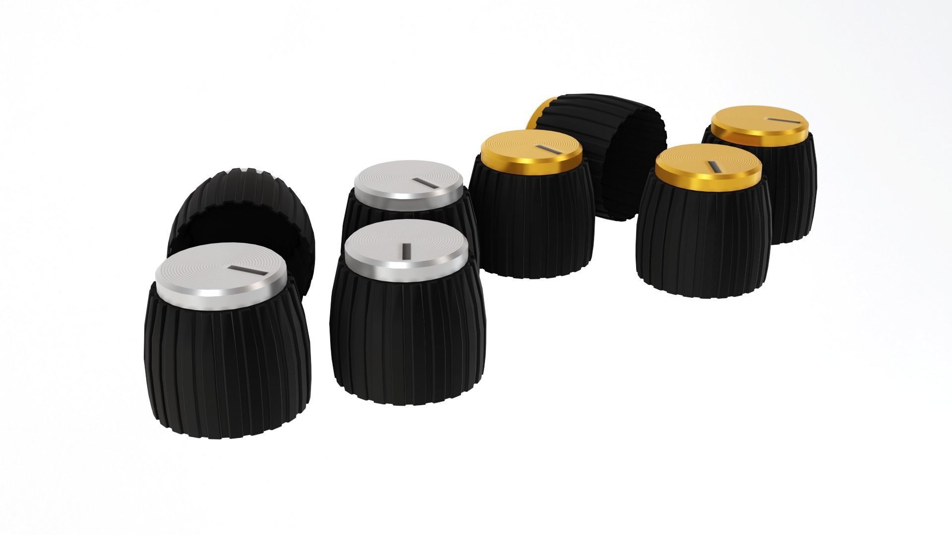 Marshall style guitar amp knobs 3D model_4