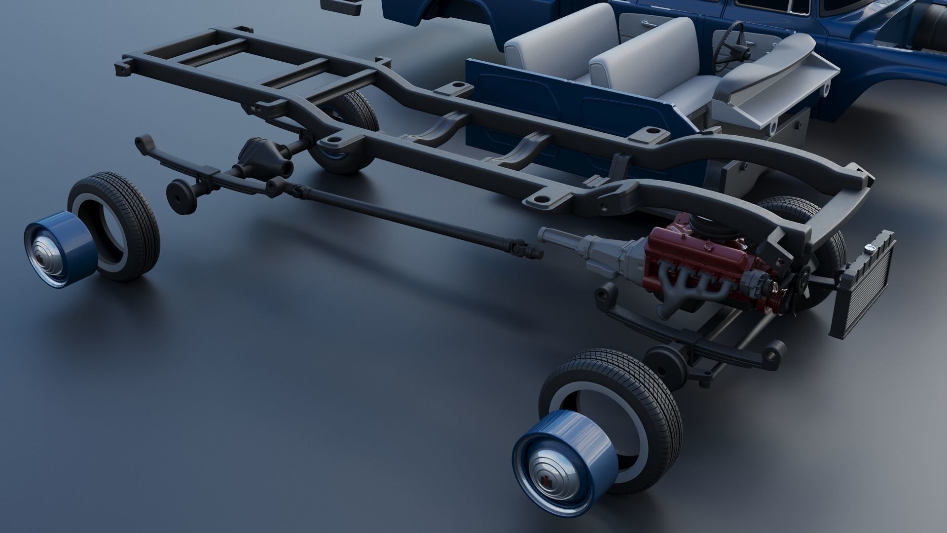 International Pickup Crew Cab 1964 3D print model_25