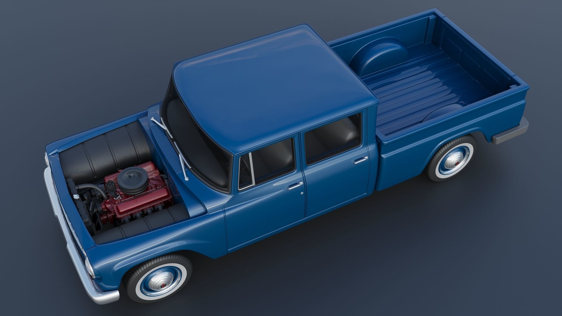 International Pickup Crew Cab 1964 3D print model_12