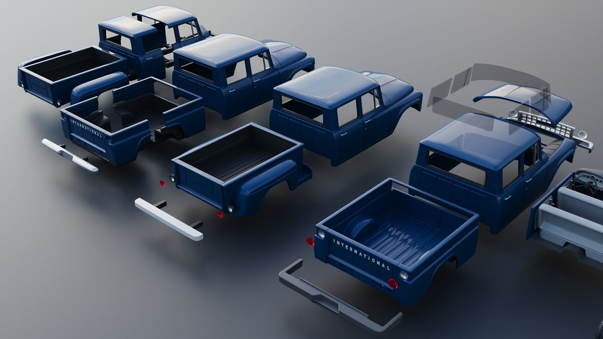 International Pickup Crew Cab 1964 3D print model_19