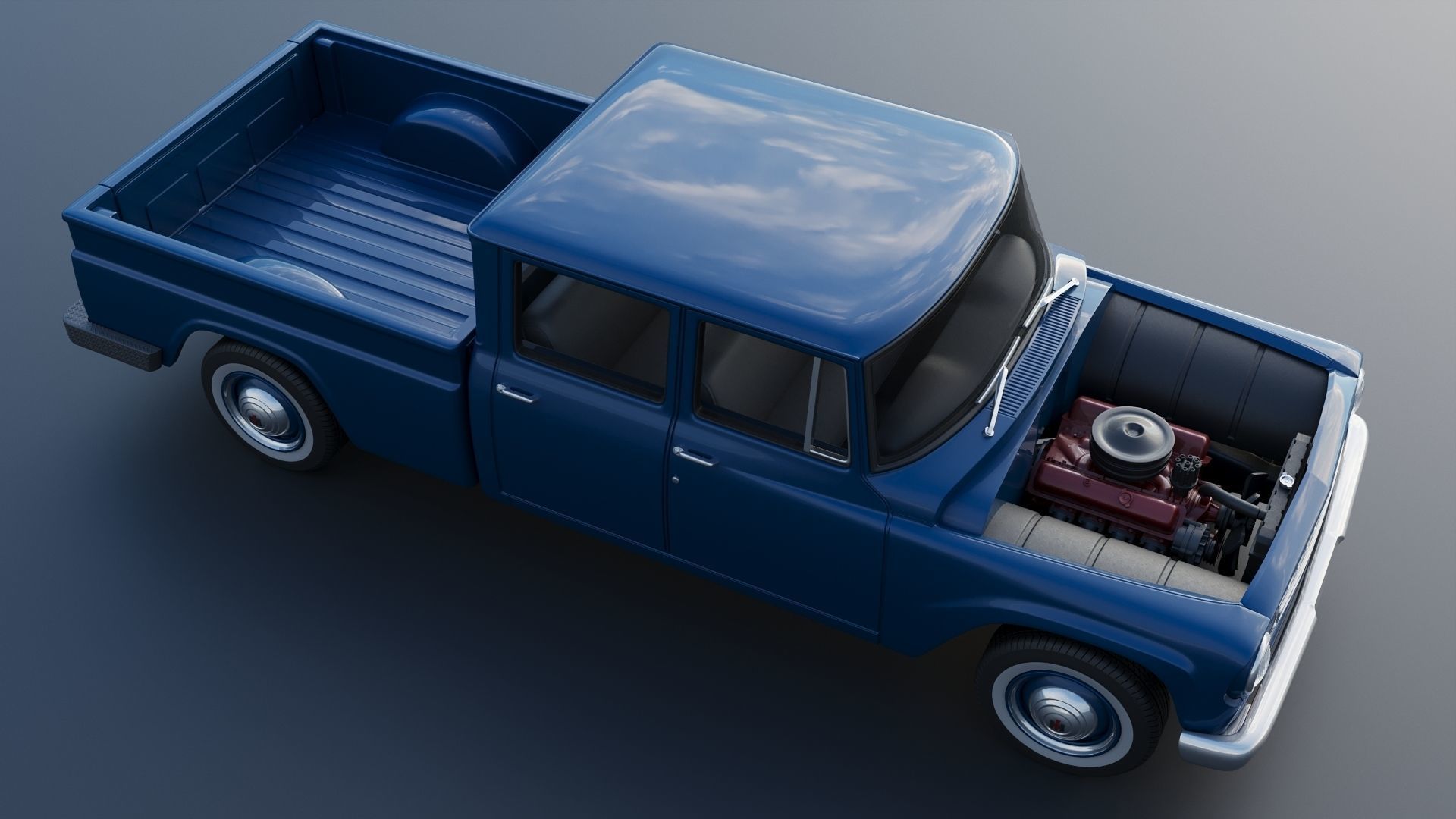 International Pickup Crew Cab 1964 3D print model_13