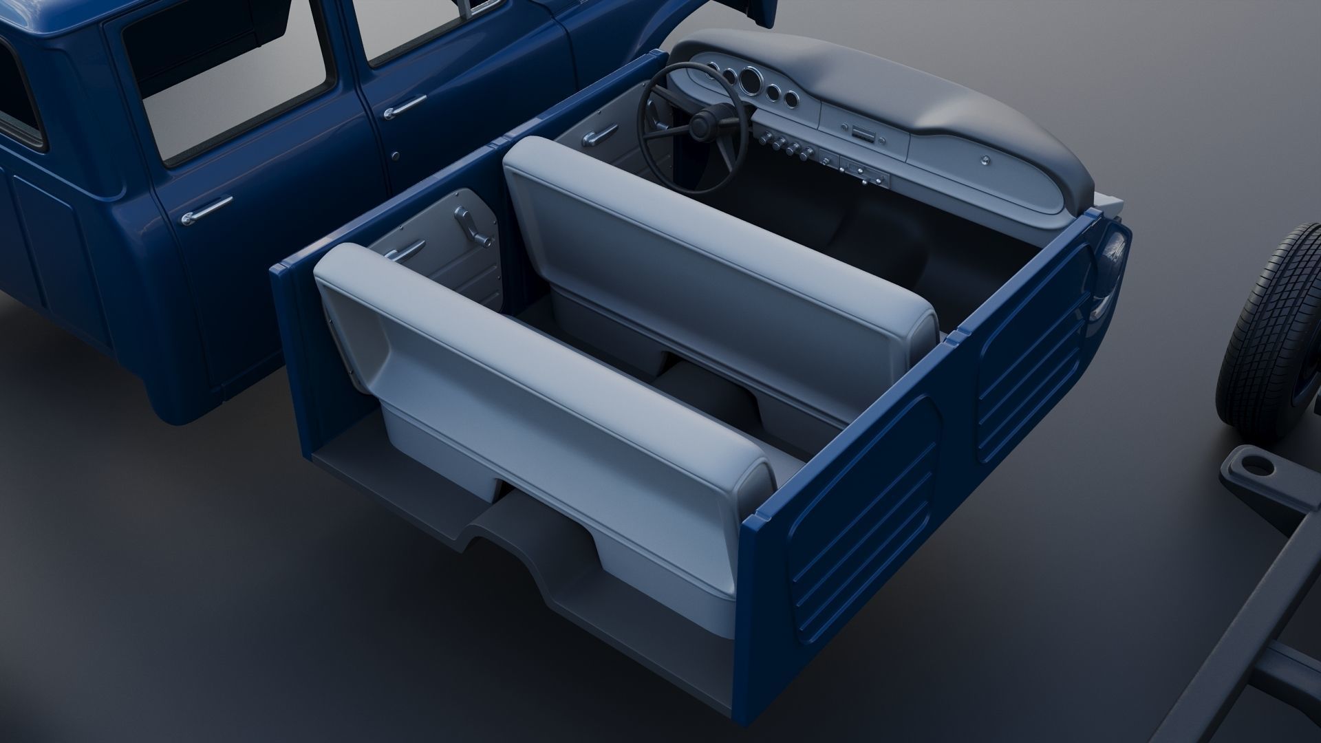 International Pickup Crew Cab 1964 3D print model_22