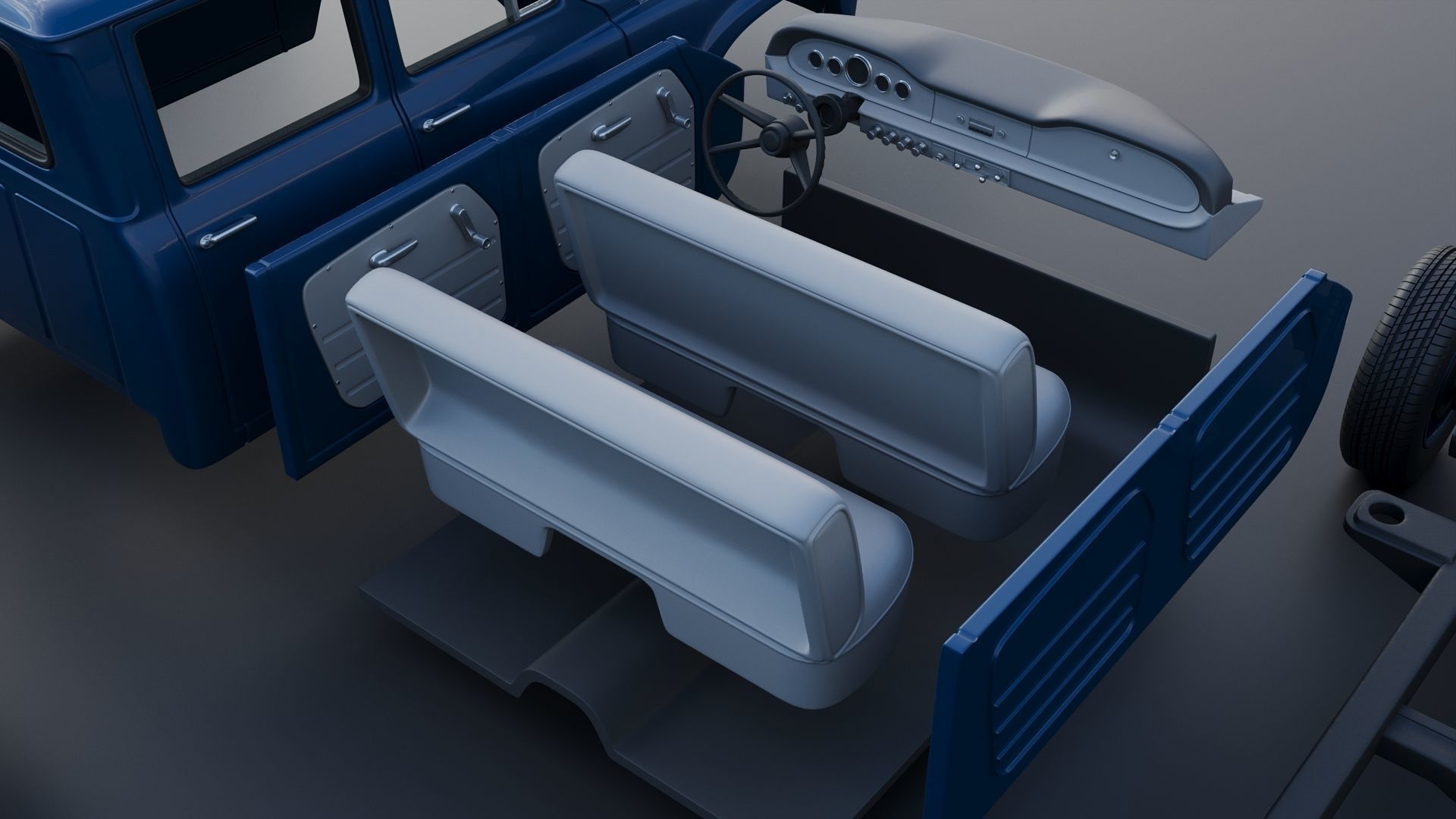 International Pickup Crew Cab 1964 3D print model_23