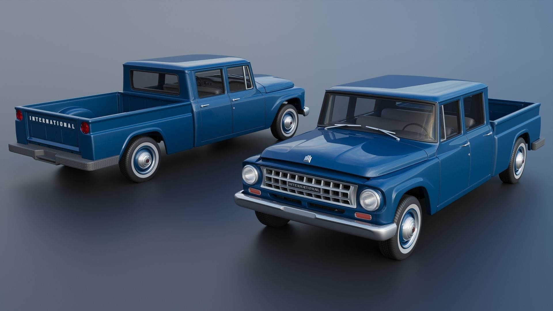 International Pickup Crew Cab 1964 3D print model_1