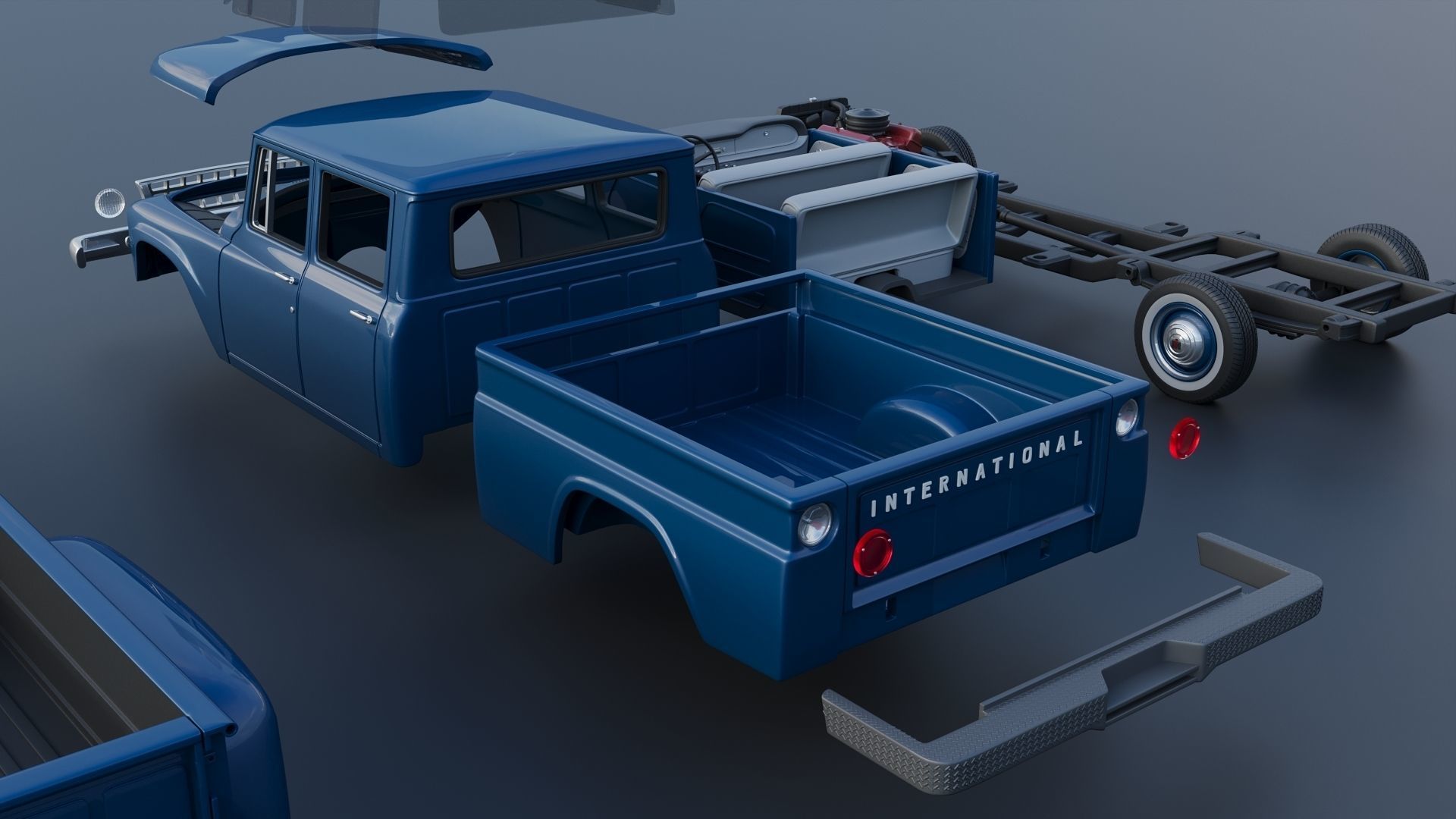 International Pickup Crew Cab 1964 3D print model_18