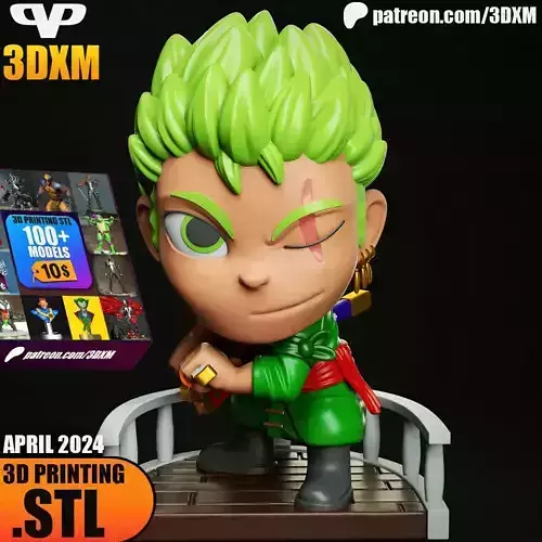 Zoro Chibi STL for 3D Printing ChibiSTL 3DXM 3D print model