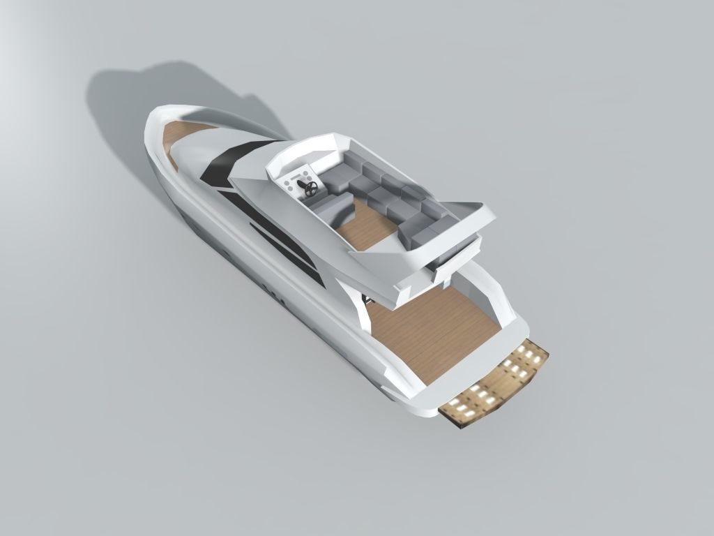 Motor Cruiser Boat 2 LOWEST Low-poly 3D model_3