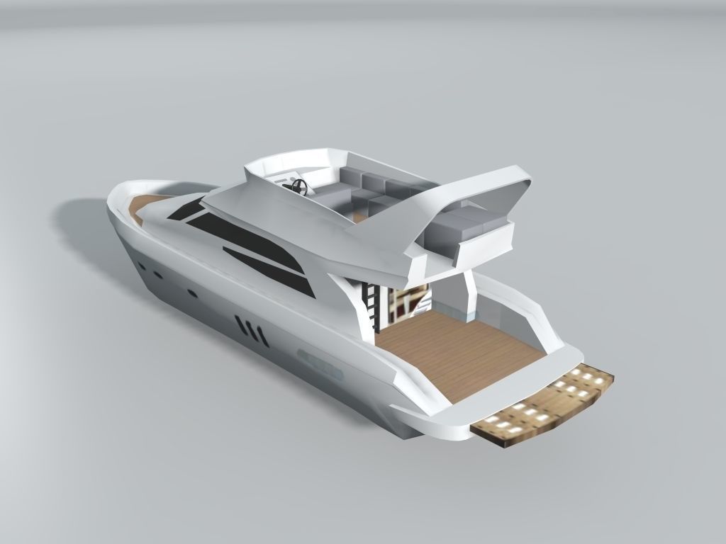 Motor Cruiser Boat 2 LOWEST Low-poly 3D model_2