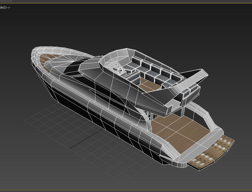 Motor Cruiser Boat 2 LOWEST Low-poly 3D model_5