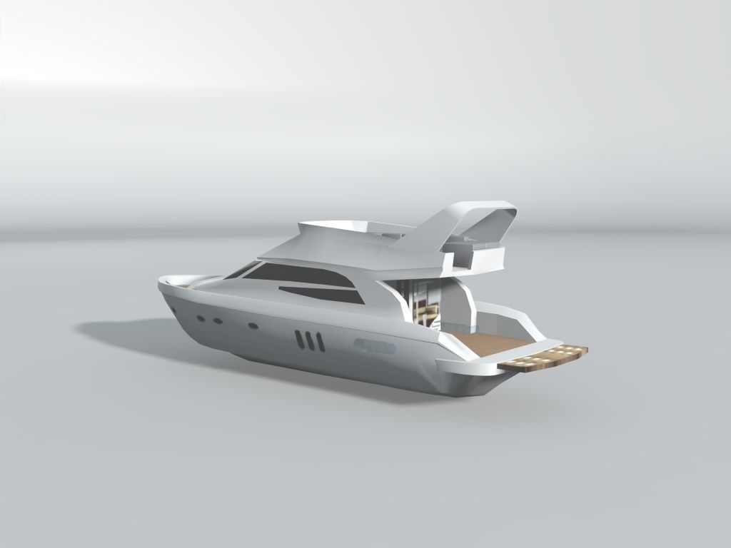Motor Cruiser Boat 2 LOWEST Low-poly 3D model_4