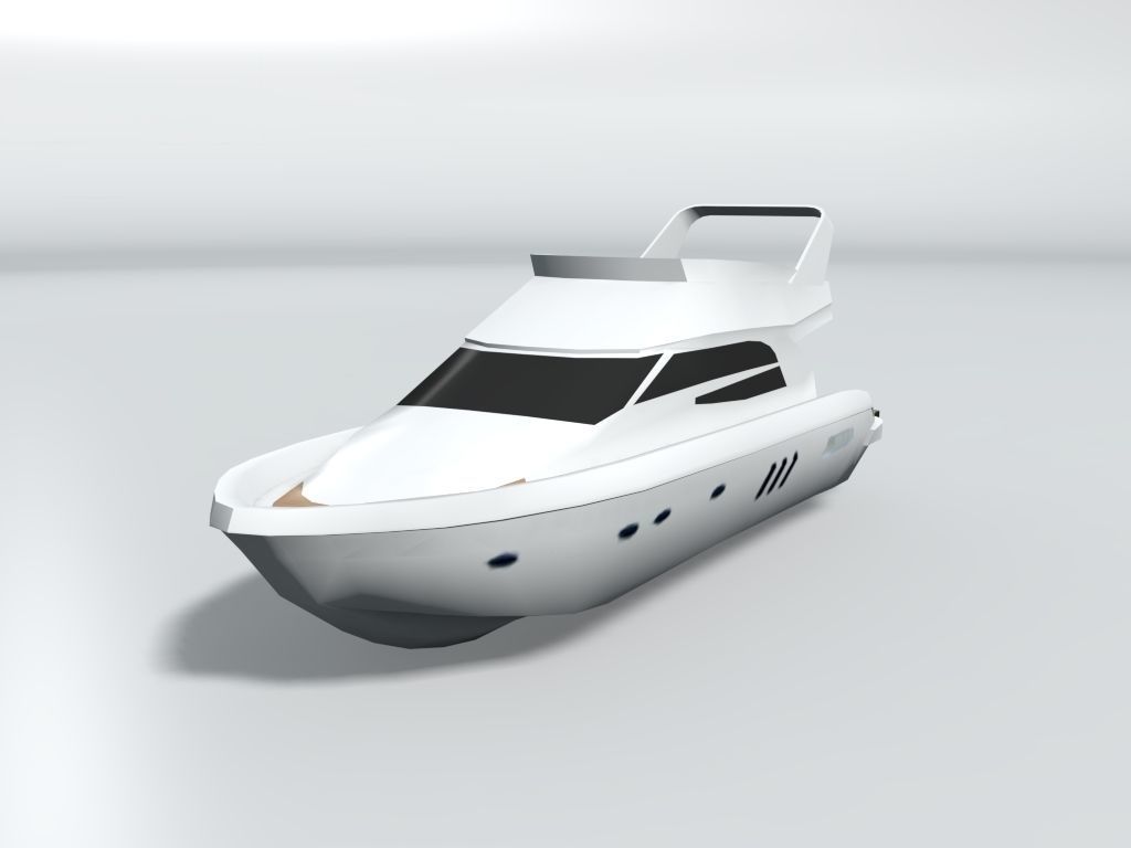 Motor Cruiser Boat 2 LOWEST Low-poly 3D model_1