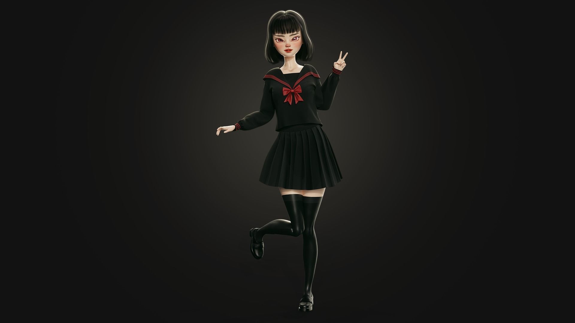 GAME-READY 3D Character - Eika Low-poly 3D model_13