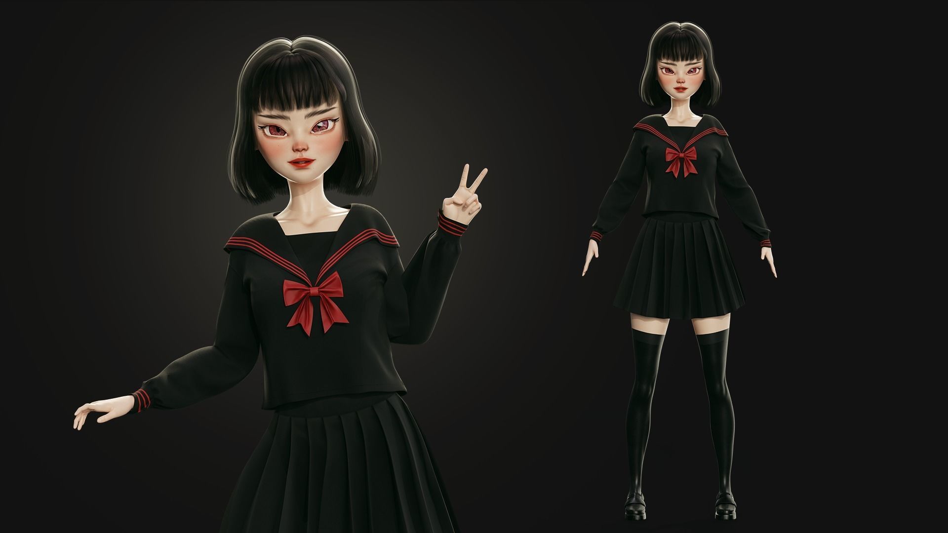 GAME-READY 3D Character - Eika Low-poly 3D model_14