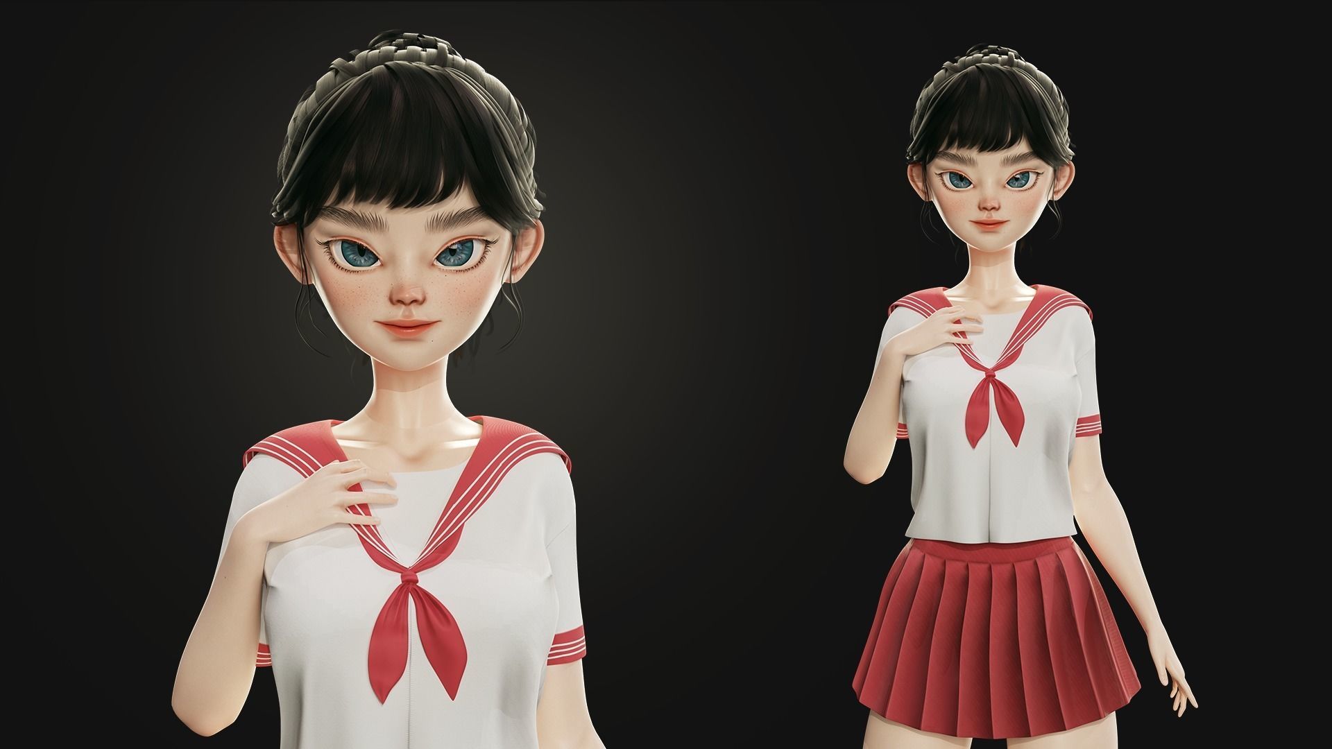 GAME-READY 3D Character - Eika Low-poly 3D model_16