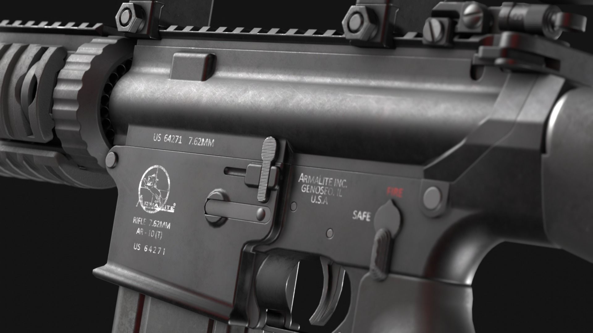 Armalite AR-10T Battle Rifle Pack - Game Asset Low-poly 3D model_7