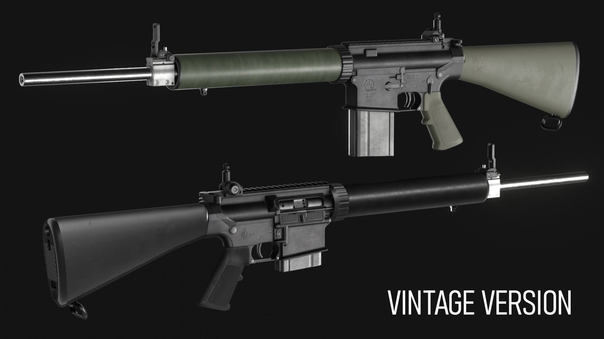 Armalite AR-10T Battle Rifle Pack - Game Asset Low-poly 3D model_4