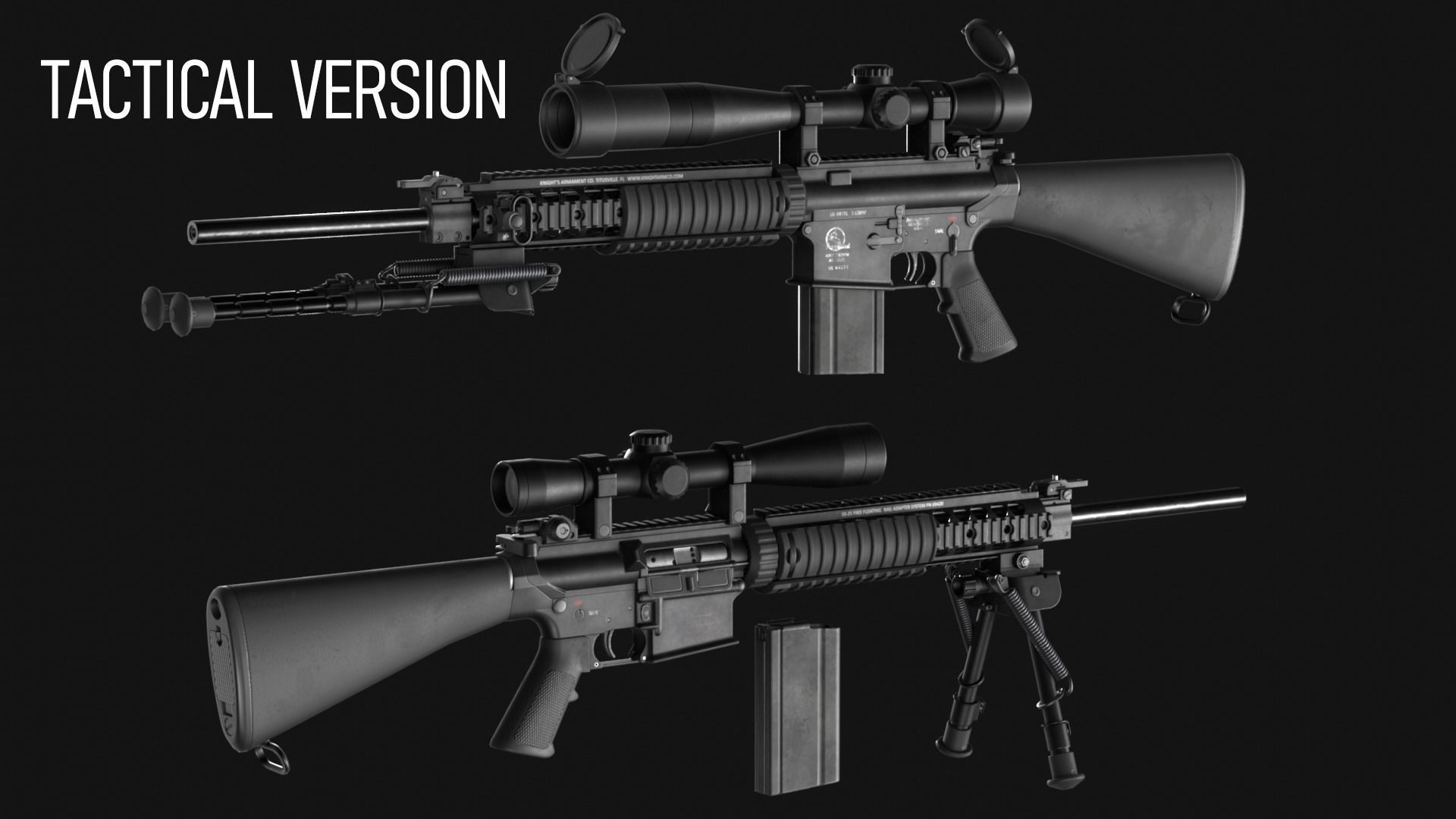Armalite AR-10T Battle Rifle Pack - Game Asset Low-poly 3D model_5
