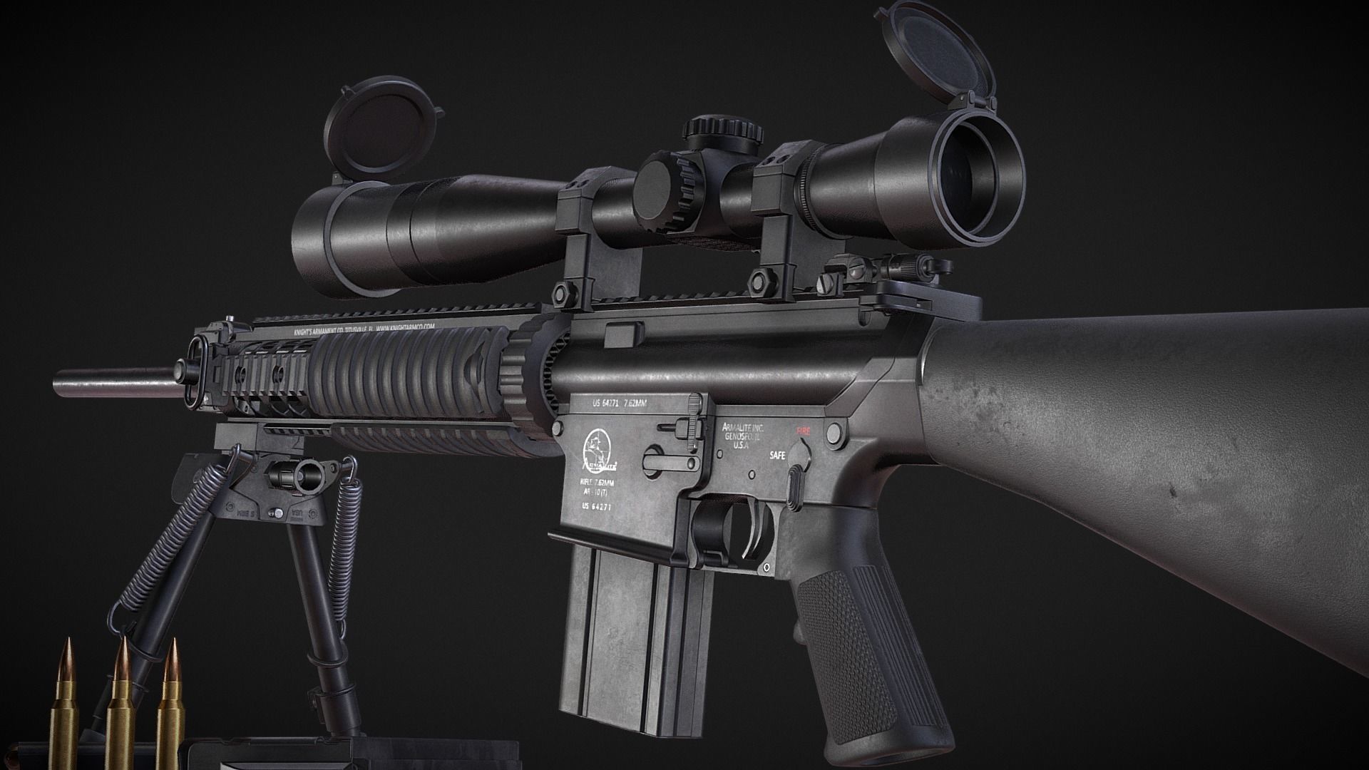 Armalite AR-10T Battle Rifle Pack - Game Asset Low-poly 3D model_2