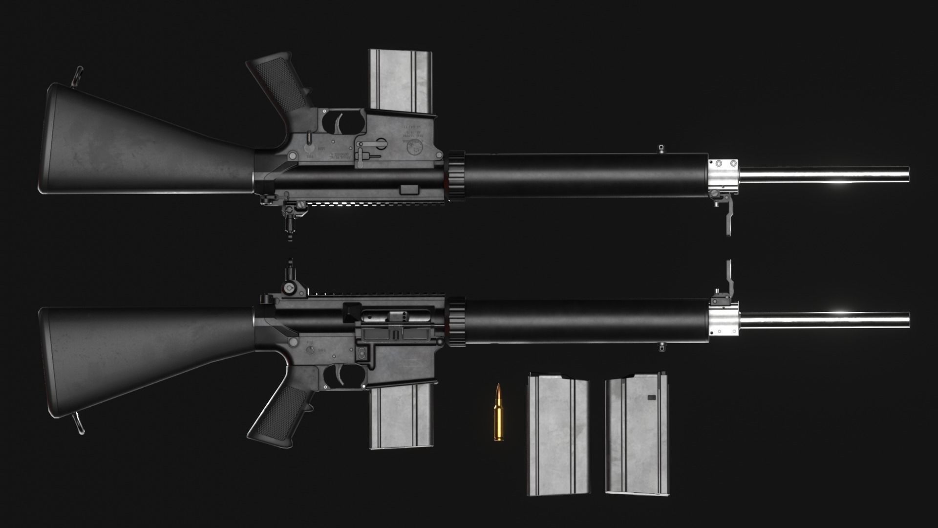 Armalite AR-10T Battle Rifle Pack - Game Asset Low-poly 3D model_19