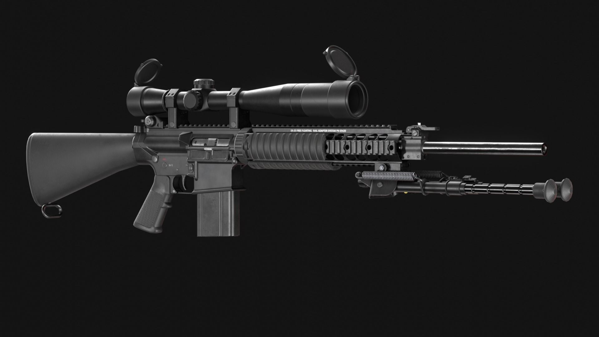 Armalite AR-10T Battle Rifle Pack - Game Asset Low-poly 3D model_6